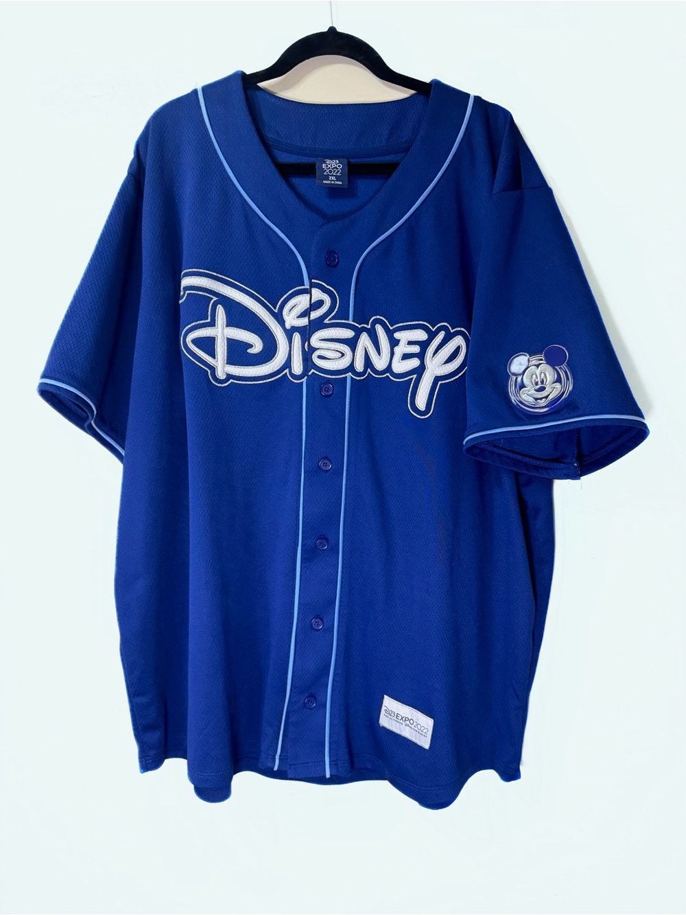 Disney D23 2022 Expo Exclusive Baseball Jersey XXL 2XL Blue Mickey short sleeve